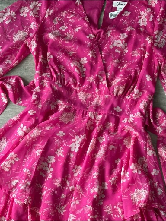 Japna Hot Pink Floral Wrap Dress Cottage - Picture 7 of 7